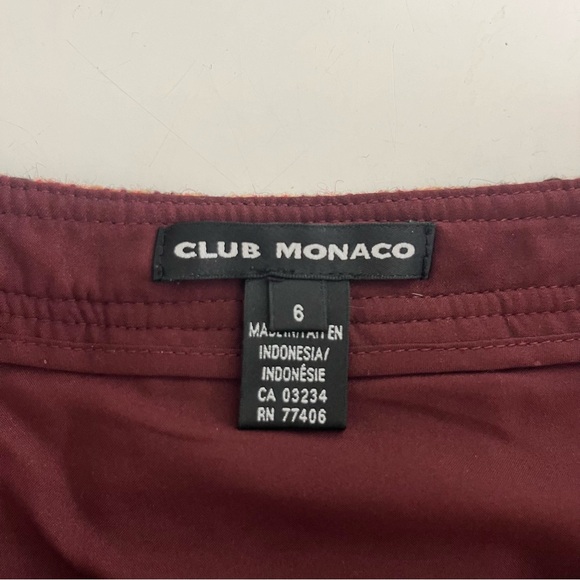 Vintage Club Monaco Wool Blend Geometric Pencil Burgundy Midi Skirt Sz 6 - Picture 5 of 8